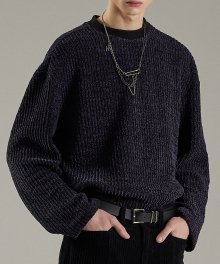 CABLE BOUCLE LONG SLEEVE NAVY