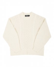 CABLE-KNIT LAMBS WOOL SWEATER (IVORY)