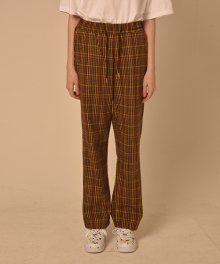 [unisex] check pants (brown)