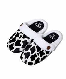 COW PATTERN ROOM SLIPPERS [BLACK]