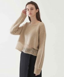 loose weaving hole knit (beige)