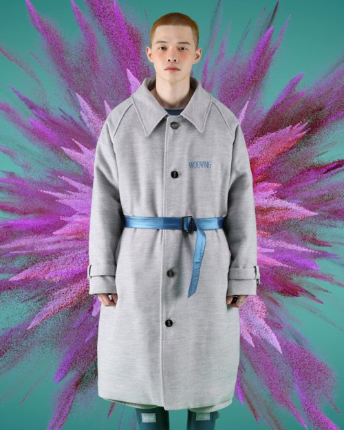 LONG COLLAR стеганый пальто серый