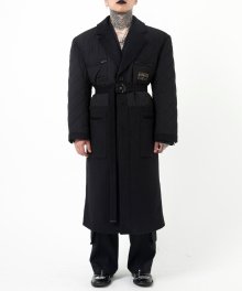 OUT QUILTED WOOL COAT (BLACK)
