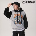 클라우머니(CLAW MONEY) 뽀글이 배색 베어 기모 후드 티셔츠 MG
