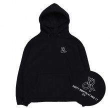 FLEECE DOUBLE HOODIE-BLACK