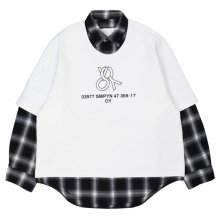 OVERSIZE LAYERED CHECK SHIRTS-WHITE