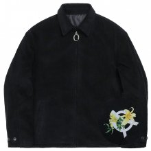 CORDUROY FLOWER LOGO JACKET-BLACK