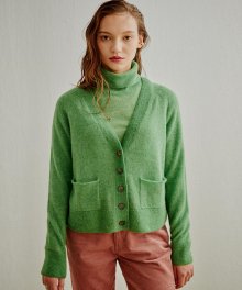 V-NECK CROP CARDIGAN GREEN (AESW0F001E2)