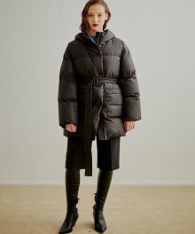 ECO GOOSE DOWN HOOD QUILTED SHELL COAT (AEJU0F005BK)