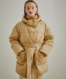 ECO GOOSE DOWN HOOD QUILTED SHELL COAT CAMEL (AEJU0F005CM)