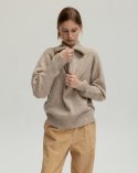 Nep wool halfneck zip-up knit (beige)