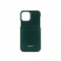 LEATHER IPHONE 12/12 PRO CARD CASE - MOSS GREEN
