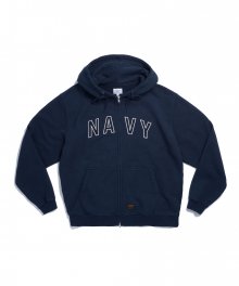 NAVY Applique Heavy Weight Zip Hoodie Navy