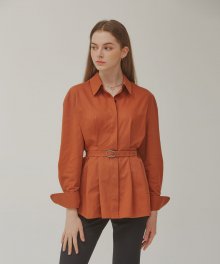 Waist tuck detail shirt(Brown)