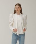 포지티브 바이브(POSITIVE VIBE) Bow collar shirt blouse with voluminious sleeve detail(White)