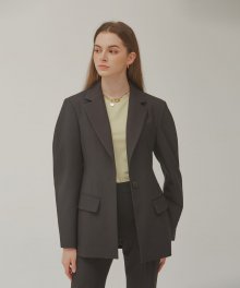 Voluminious sleeve single button ballen jacket(Black)