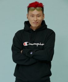 [ASIA] Champion 로고 베이직 후드티 (BLACK) CKTS0F727BK