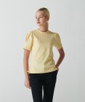 포지티브 바이브(POSITIVE VIBE) Puff sleeve semi mock neck t-shirt (Cream Yellow)