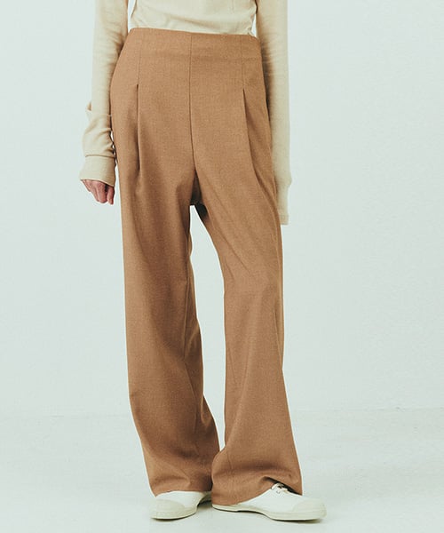 WOOL WIDE PANTS бежевый