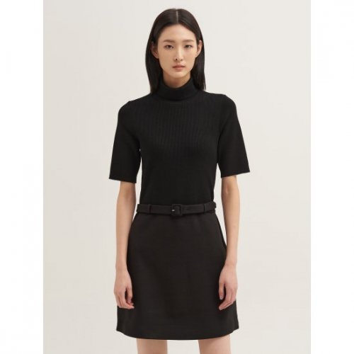 knit combo dress in utility wool