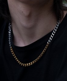 [써지컬스틸] BR03 Gold and siver unbalance necklace