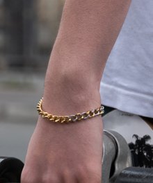 [써지컬스틸] BR12 Gold and siver mix chain bracelet
