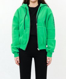 Crop hood zip up - green