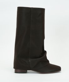 Wrinkle Leather Boots (Dark Brown)