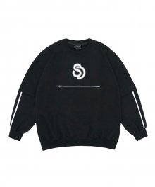 Unisex Overfit Two Line Sweatshirt - Black