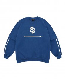 Unisex Overfit Two Line Sweatshirt - Blue