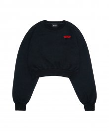 Woman Overfit Crop Circle Logo Sweatshirt - Black