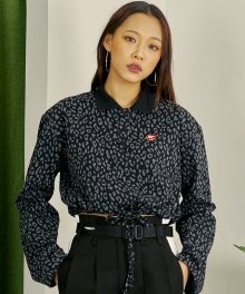 LEOPARD POLO CROPPED TEE-BLACK