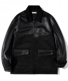 Blending Leather Suede Jacket J16 Black