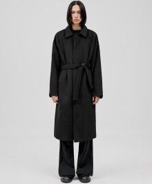 Raglan Balmacaan Long Coat - Black (FL-015)