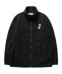 쥬네스(JEUNESSE) J logo fleece FULL ZIP-UP BLACK