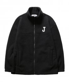 J logo fleece FULL ZIP-UP BLACK
