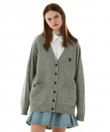 (CD-21133) HEART LOGO CARDIGAN GRAY