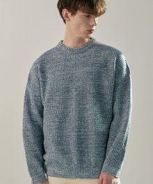 세미오버핏 컬러믹스 스웨터 [애쉬 블루]