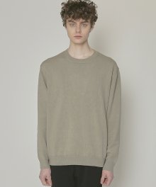 DWS SOFT BASIC ROUND SWEATER(LIGHT OLIVE)