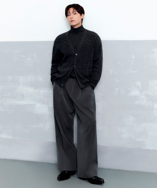 SUPER WIDE HIDDEN BANDING SLACKS средний-серый