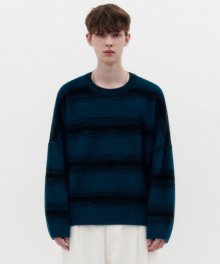 STRIPE OVER FIT KNIT KS [TURQUOISE]