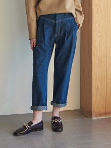 Highwaist Tapered Jeans - Dark Blue
