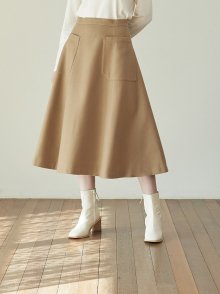 Pocket Detail Wool Skirt