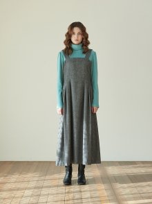 Herringbone Wool Blend Dress -Grey
