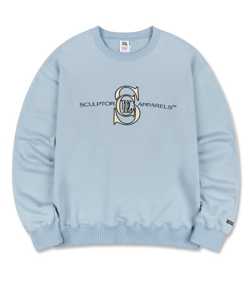 MUSINSA | SCULPTOR Satin Applique Sweatshirt Dusty Blue