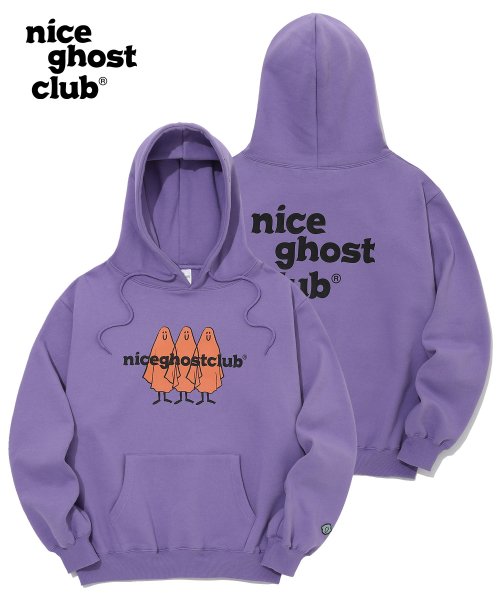 [Non-Brushed] Three Ghost Logo Hoodie Purple