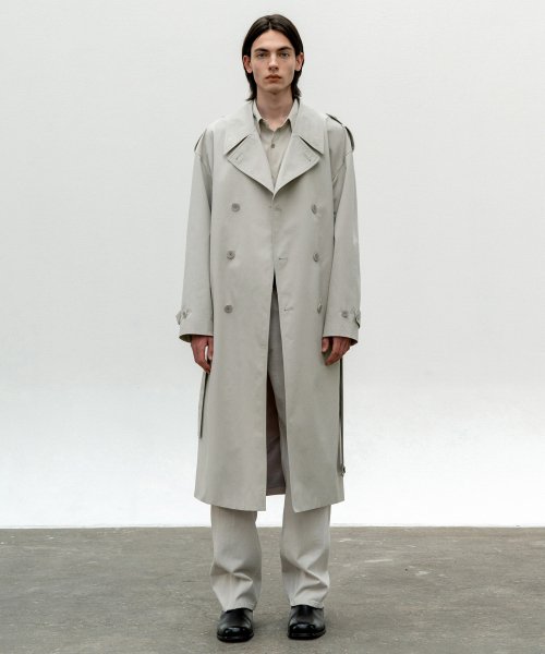 MUSINSA | INSILENCE OVERSIZED TRENCH COAT LIGHT GREY