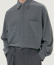 엣지 포켓 플리츠 셔츠 (Cool Grey)