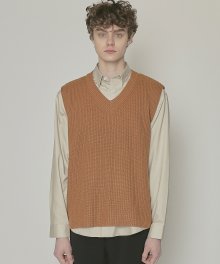 DWS V-NECK KNIT VEST(BROWN)