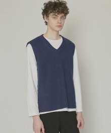 DWS V-NECK KNIT VEST(BLUE)